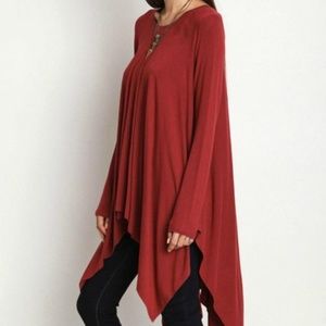 Umgee Seagreen Flowy Tunic Long Sleeve Top Size S